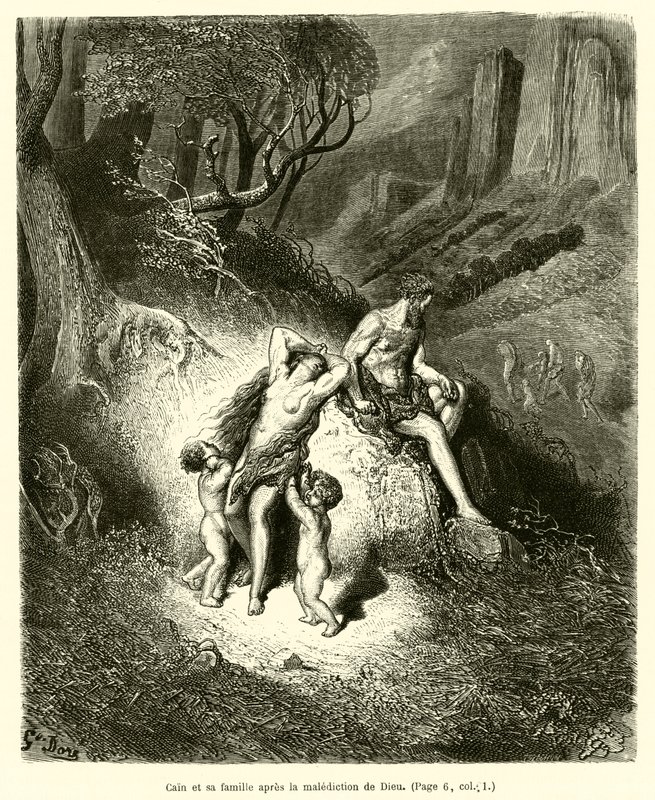 Kain og hans familie etter Guds forbannelse av Gustave after Dore