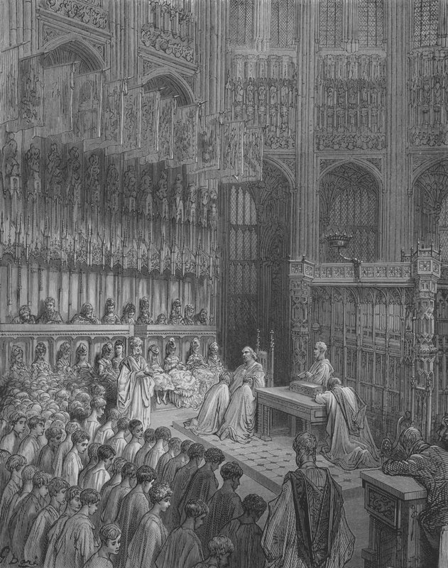Konfirmasjon av barn i Westminster av Gustave after Dore