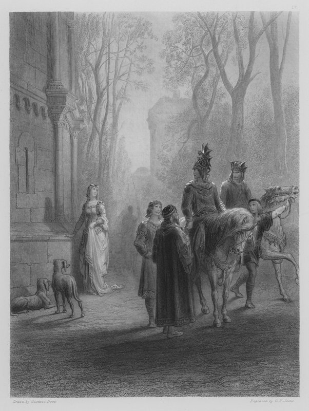 Lancelot sier adje til Elaine av Gustave after Dore