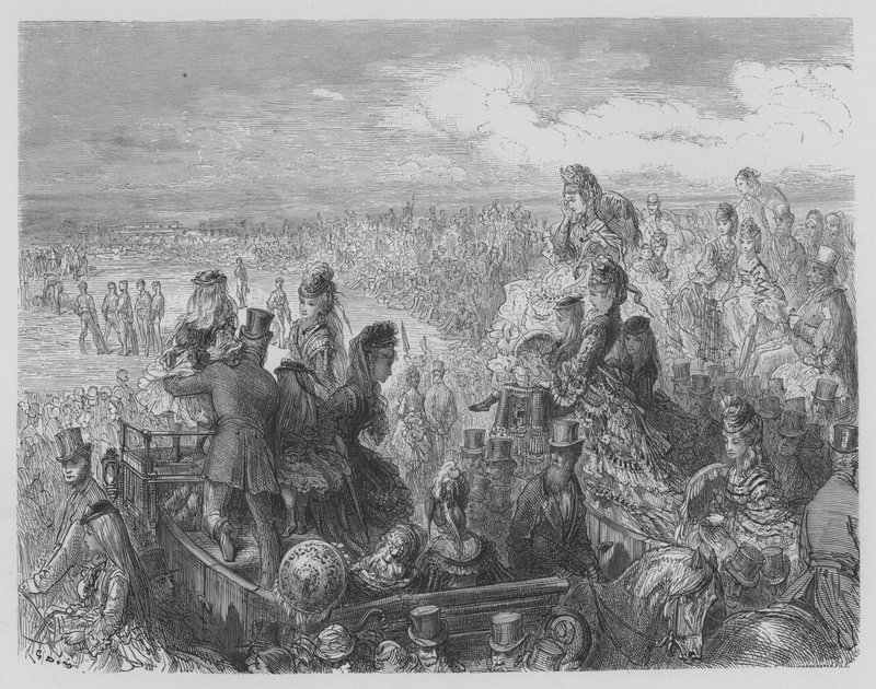 The Game Of Cricket, en kamp mellom studentene ved universitetene i Cambridge og Oxford av Gustave after Dore