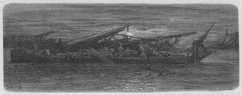 Kveld på Themsen, Londons omgivelser av Gustave after Dore