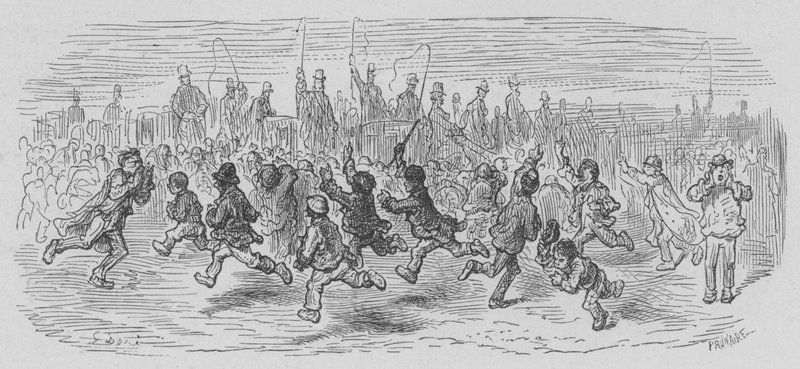 Bilskrikere etter The Great Derby Race av Gustave after Dore