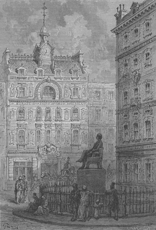 Peabody-statue i London sentrum av Gustave after Dore