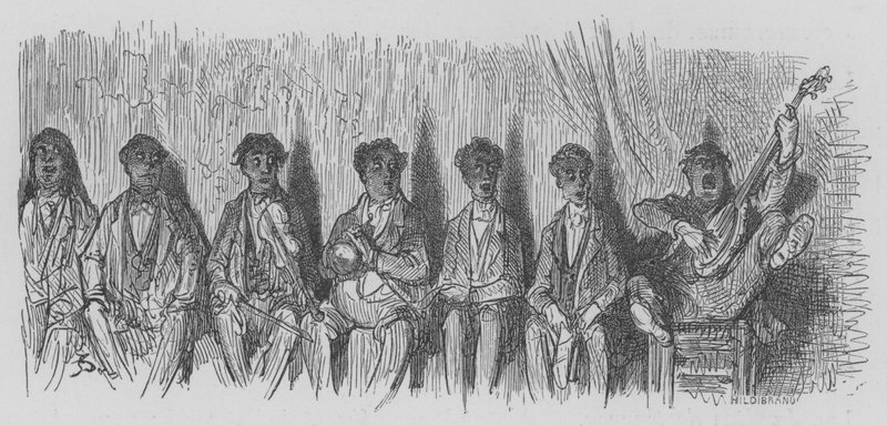 En konsert på gaten av Gustave after Dore