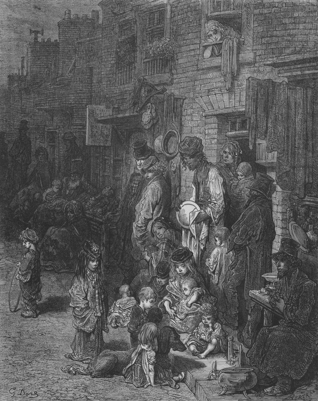 En gate i Whitechapel av Gustave after Dore