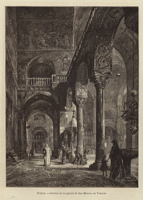 Interiør i Markuskirken i Venezia av Gustave Bauernfeind