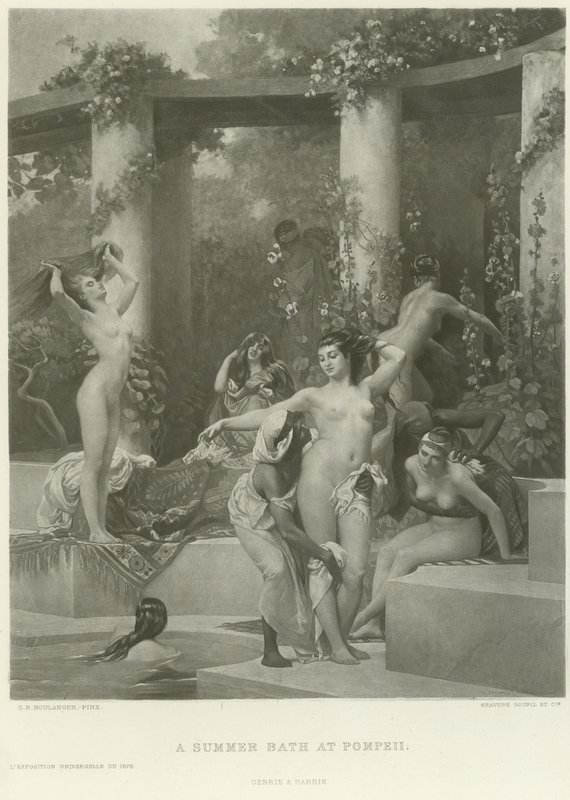 Et sommerbad i Pompeii (gravyr) av Gustave Clarence Rodolphe Boulanger