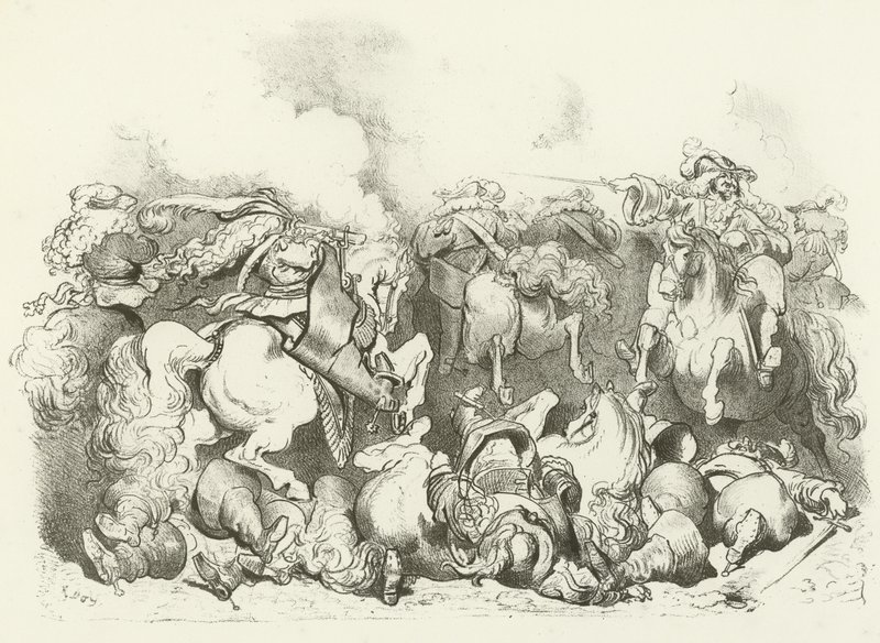 En siktelse for Light Horse under Ludvig XIVs regjeringstid (gravyr) av Gustave Dore