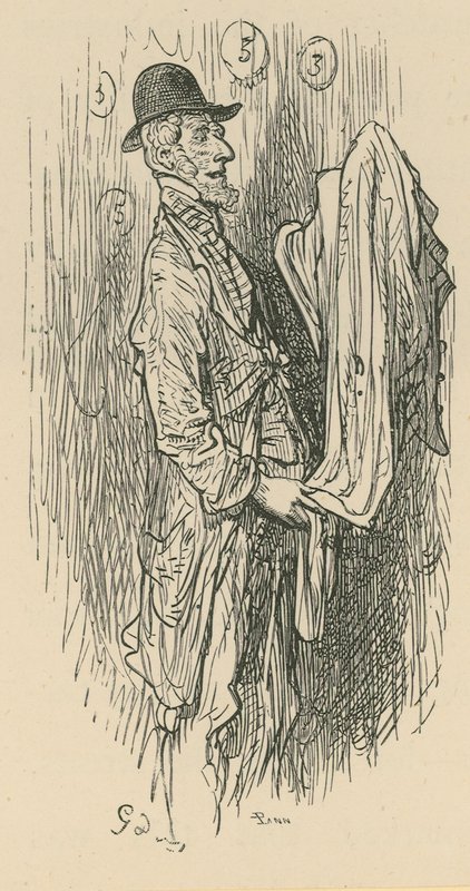 En mann som holder stoff av Gustave Dore