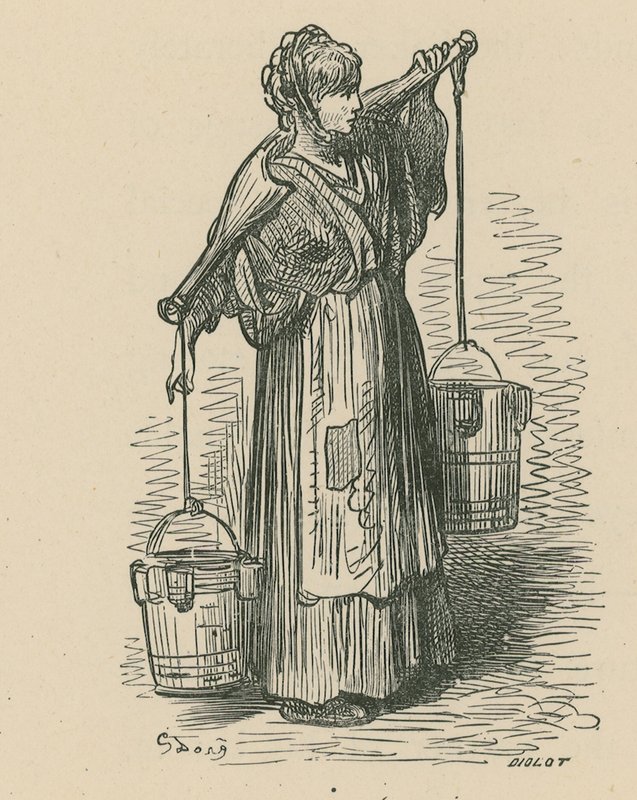 En kvinne som bærer to bøtter av Gustave Dore