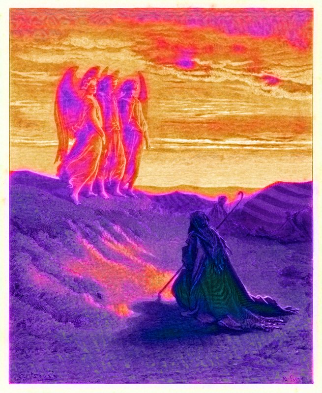 Abraham og de tre englene, illustrasjon fra 