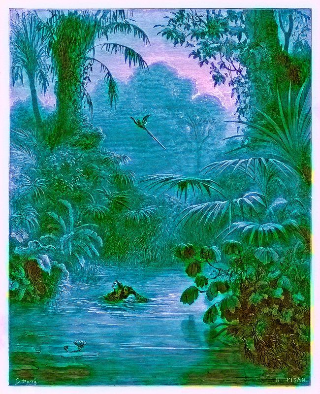 Atala og Chactas Crossing a River, illustrasjon fra 