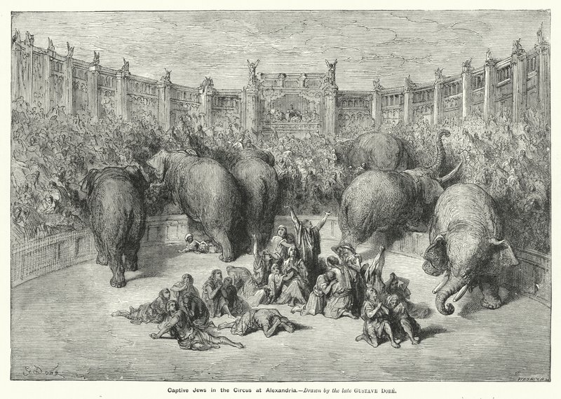 Fangede jøder i sirkuset i Alexandria (gravering) av Gustave Dore