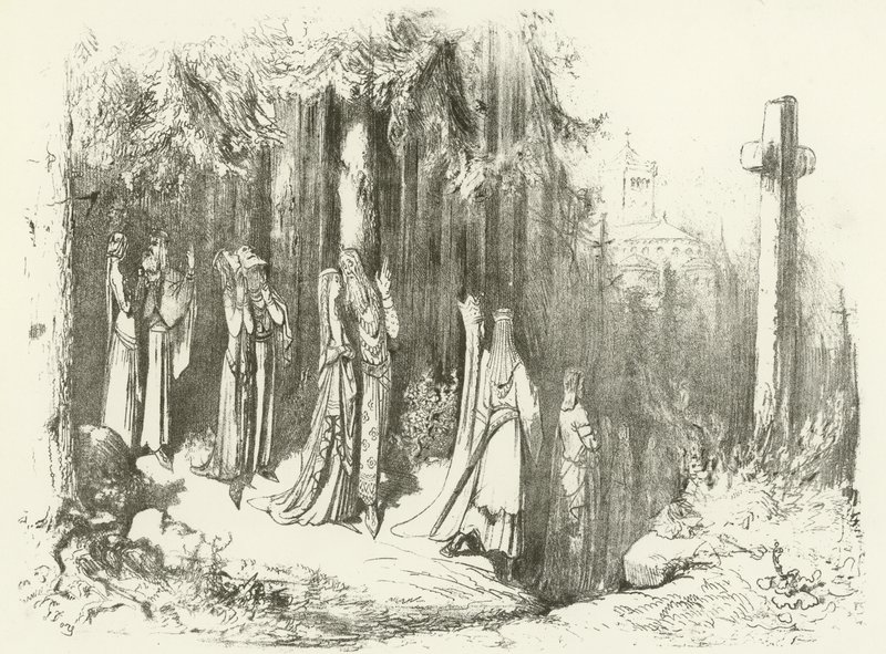 Andakt i det 5. og 6. århundre - Faste og bønn (gravyr) av Gustave Dore
