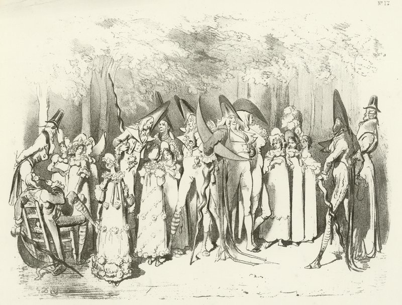 Moter under The Directory 1798. The Incroyables (gravyr) av Gustave Dore