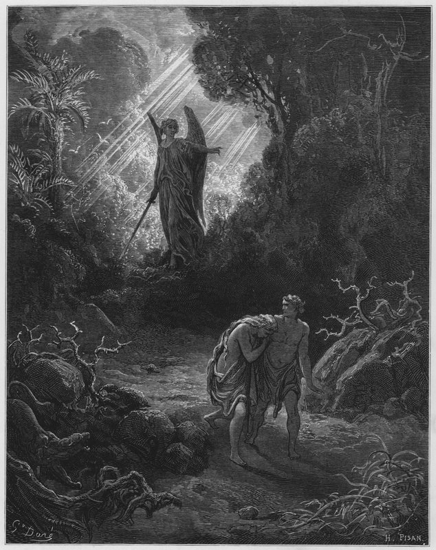 Gustave Dore Bibelen: Adam og Eva drevet ut av Eden av Gustave Dore