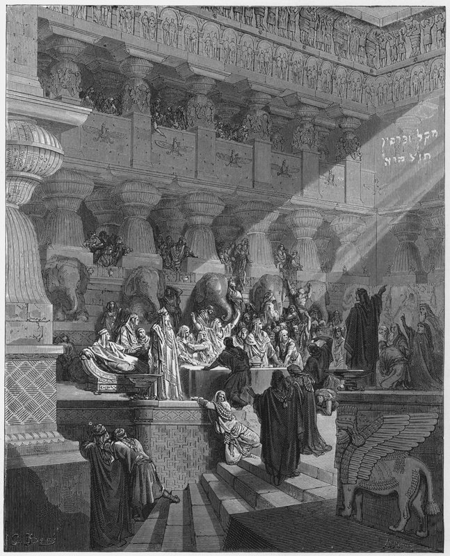 Gustave Dore Bibelen: Daniel tolker skriften på veggen av Gustave Dore