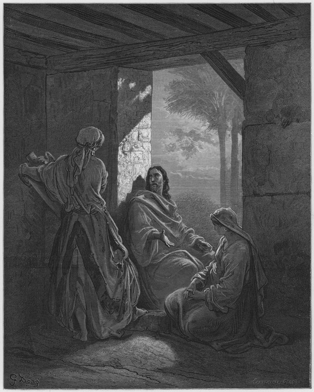 Gustave Dore Bibelen: Jesus i huset til Marta og Maria av Gustave Dore