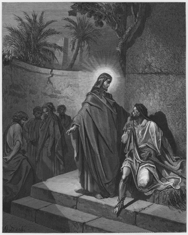 Gustave Dore Bibelen: Jesus helbreder mannen som er syk av parese av Gustave Dore