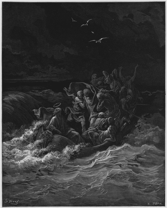 Gustave Dore Bibelen: Jesus stiller stormen av Gustave Dore