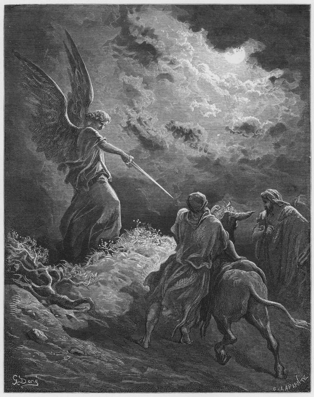 Gustave Dore Bibelen: Engelen som viser seg for Bileam av Gustave Dore
