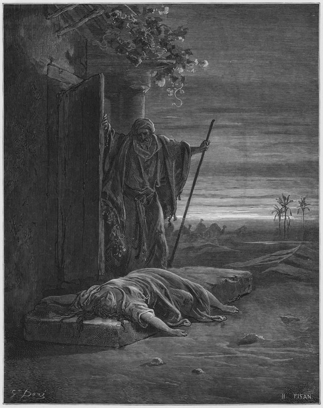 Gustave Dore Bibelen: Levitten finner liket av kvinnen av Gustave Dore