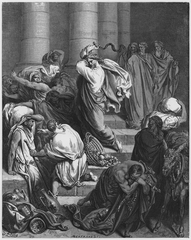Gustave Dore Bibelen: Kjøperne og selgerne drevet ut av templet av Gustave Dore