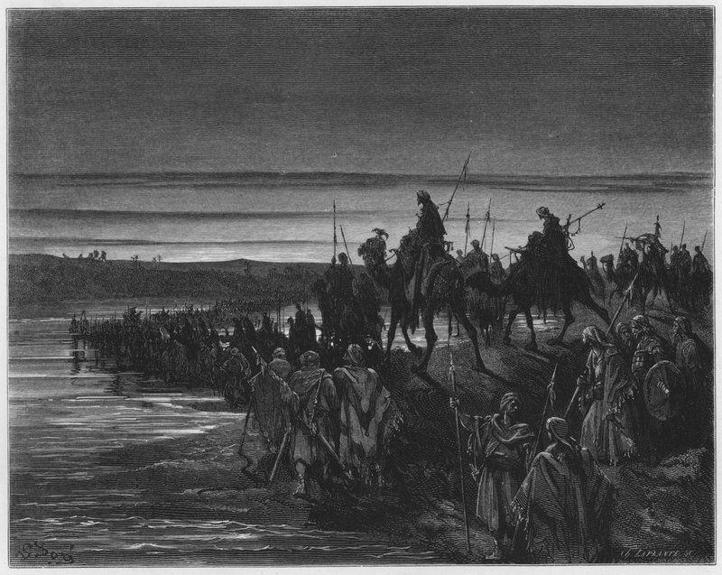 Gustave Dore Bibelen: Israels barn krysser Jordan av Gustave Dore