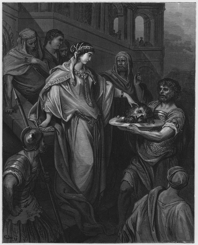 Gustave Dore Bible: Datteren til Herodes mottar hodet til døperen Johannes av Gustave Dore