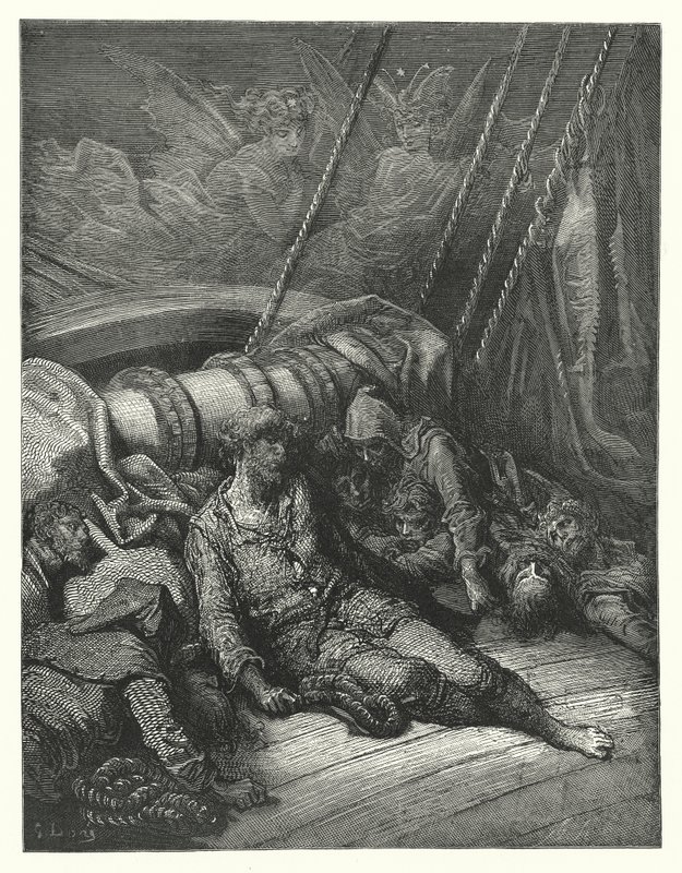 Gustave Dore-illustrasjon til Coleridges Rime of the Ancient Mariner (gravering) av Gustave Dore