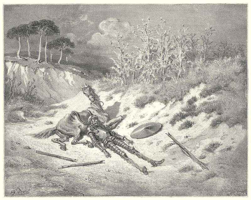 Gustave Dores Don Quijote: "Akk! hvor er du, kjære dame, at du for min ve ikke stønner?" (gravering) av Gustave Dore