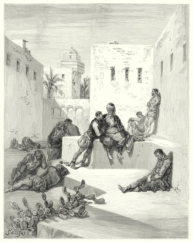 Gustave Dores Don Quijote: "Endelig bestemte jeg meg for å stole på en overløper fra Murcia, som hadde vist meg store bevis på sin vennlighet" (gravering) av Gustave Dore