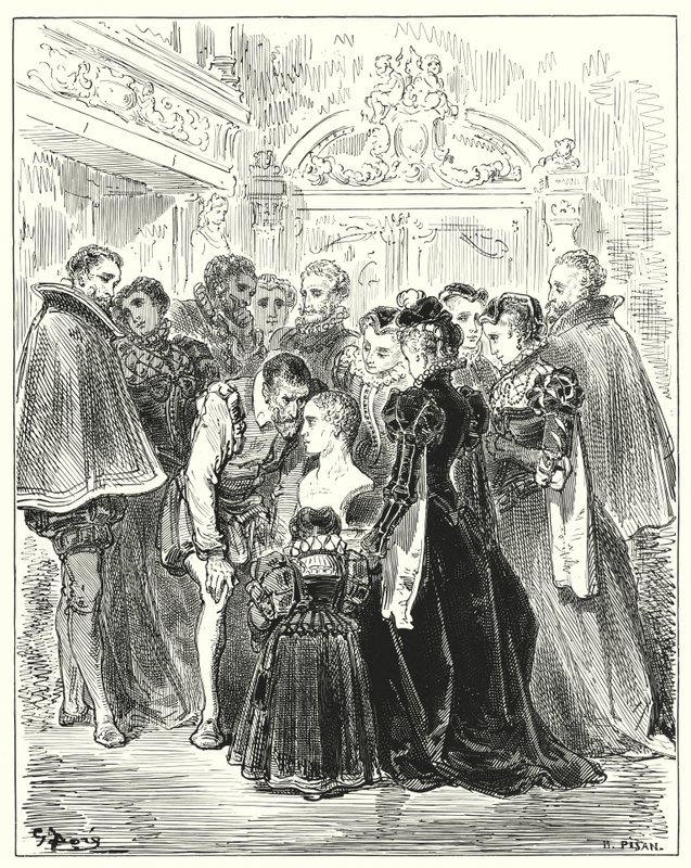 Gustave Dores Don Quijote: "Fortell meg, du orakel," sa han, "var det jeg rapporterte om mine eventyr i Montesinos-hulen en drøm eller virkelighet?" (gravering) av Gustave Dore