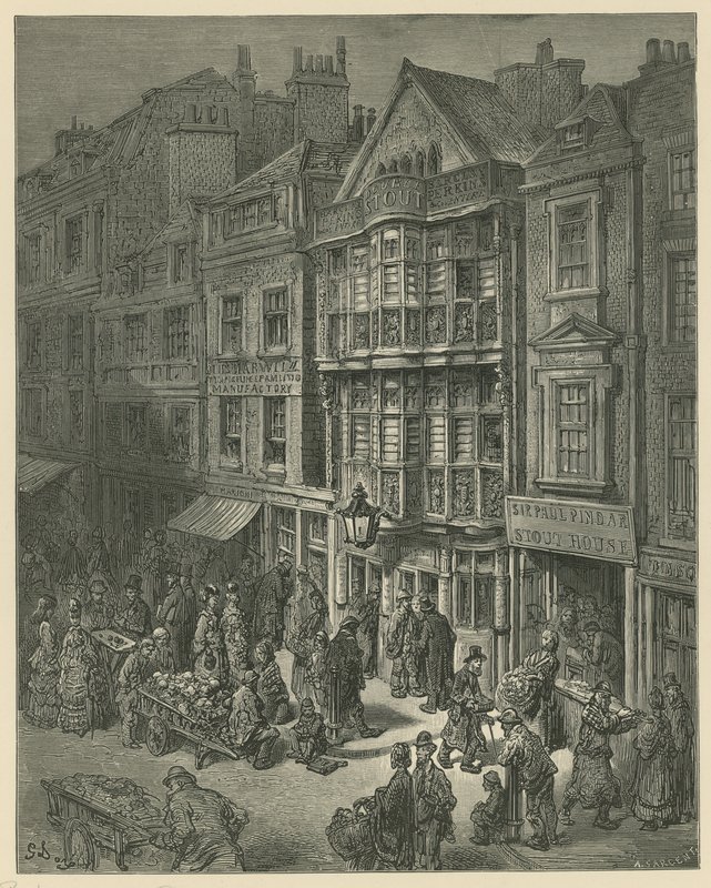 Illustrasjon som viser Bishopsgate Street av Gustave Dore