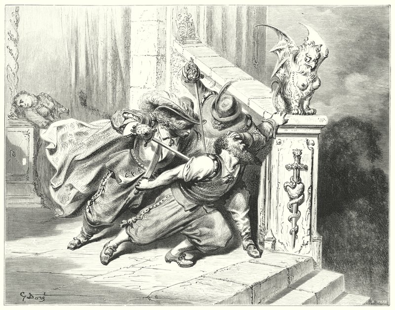 Det blå skjegget; Blått skjegg (gravering) av Gustave Dore