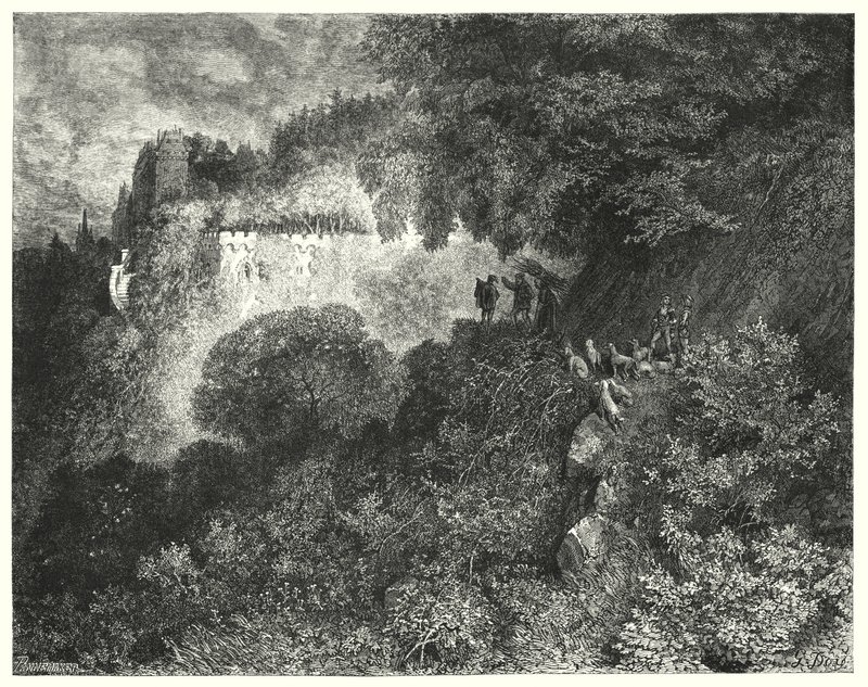 Tornerose; Tornerose (gravering) av Gustave Dore