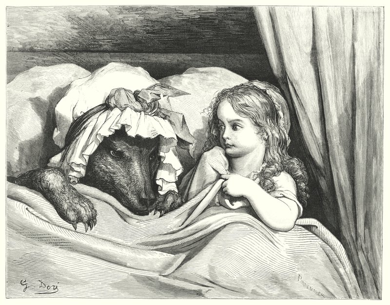 Le Petit Chaperon Rouge; Rødhette (gravering) av Gustave Dore