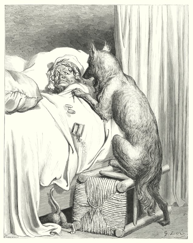 Le Petit Chaperon Rouge; Rødhette (gravering) av Gustave Dore