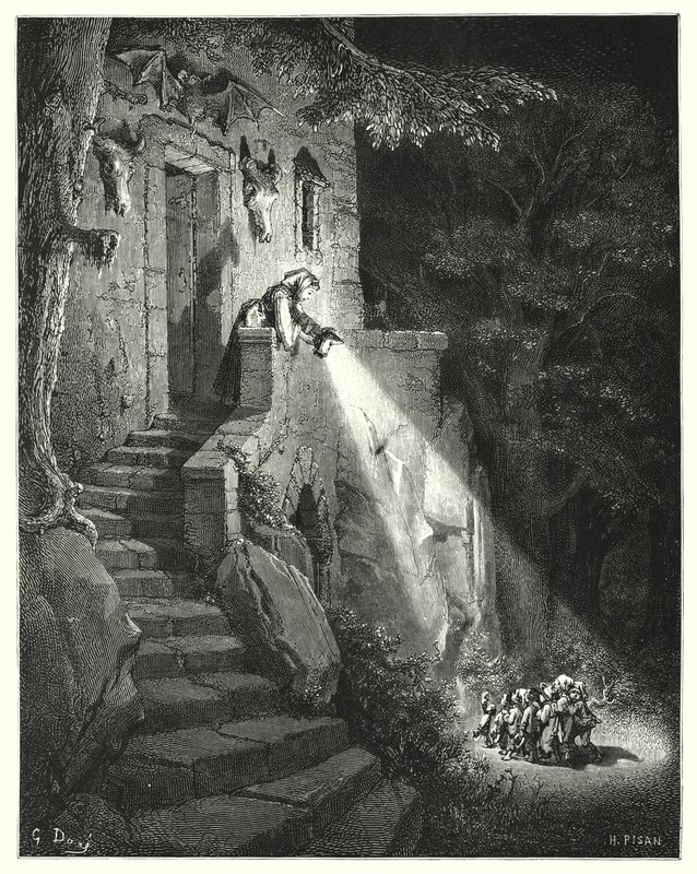 Tom Tommel; Hop-O'-My-Thumb (gravering) av Gustave Dore