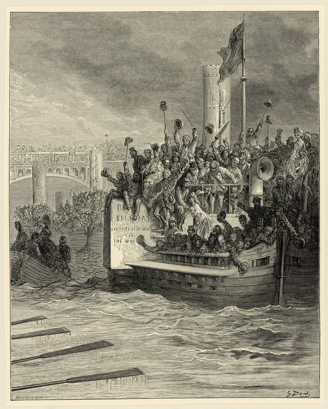 Oxford og Cambridge Boat Race, Putney av Gustave Dore
