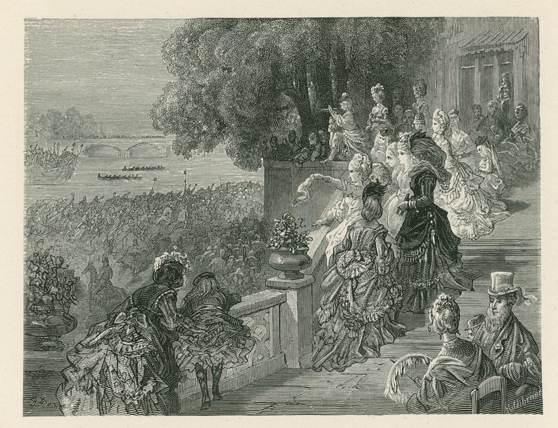 Tilskuere som ser på et båtrace av Gustave Dore