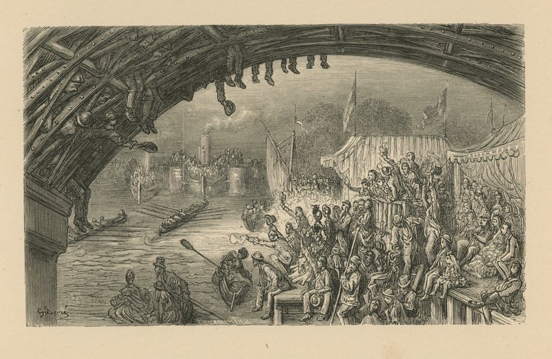 Tilskuere som ser på et båtrace av Gustave Dore