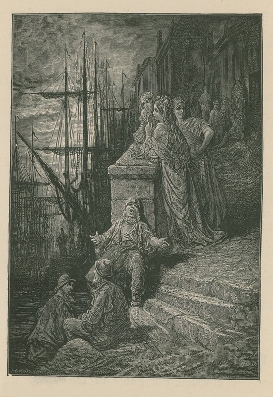 Watermans familie på en trappetur ved Themsen av Gustave Dore