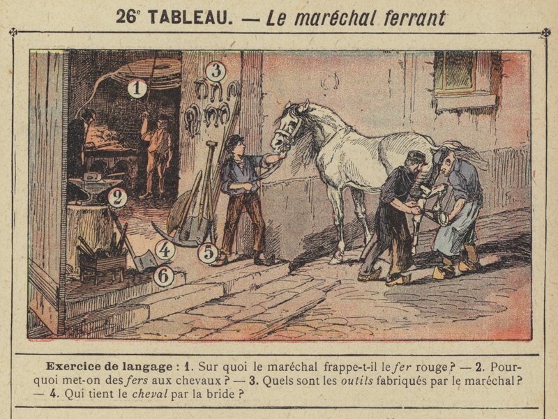 Le marechal ferrant (farge litho) av Gustave Fraipont