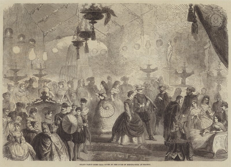 Grand Fancy-Dress Ball gitt av hertugen av Medina-Coeli i Madrid av Gustave Janet