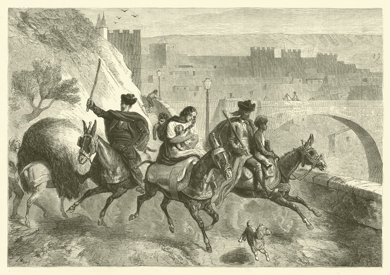 Sigøynere forlater Toledo etter markedet (gravering) av Gustave Janet