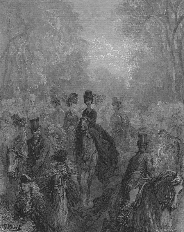 Hyde-Park, The Ladys Mile, Promenade Des Dames av Gustave after Dore