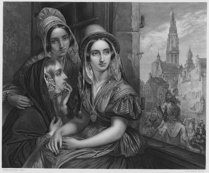 Ommeganck i Antwerpen, fra bildet i Royal Collection av Gustave Wappers