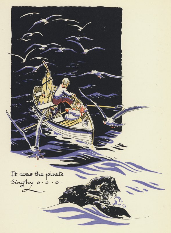 Peter Pan og Wendy: Det var piratjolla (farge litho) av Gwynedd M. Hudson