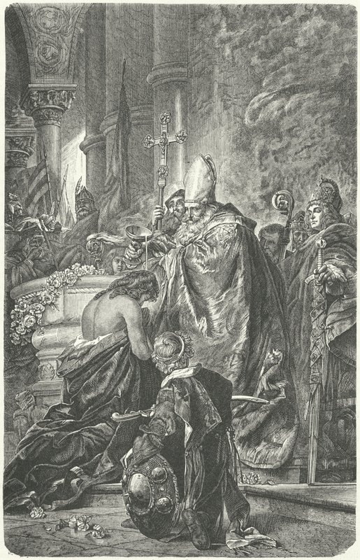 Dåpen til Stefanus I av Ungarn (gravering) av Gyula Benczúr